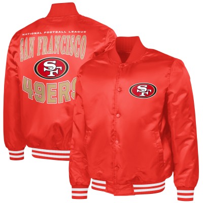 San Francisco 49ers G-III Sports by Carl Banks Scarlet Adaptive Team Graphic Satin Full-Snap Varsity Jacket