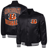 Рубашка Cincinnati Bengals G-III Sports by Carl Banks Black Adaptive Team Graphic Satin Varsity Jacket