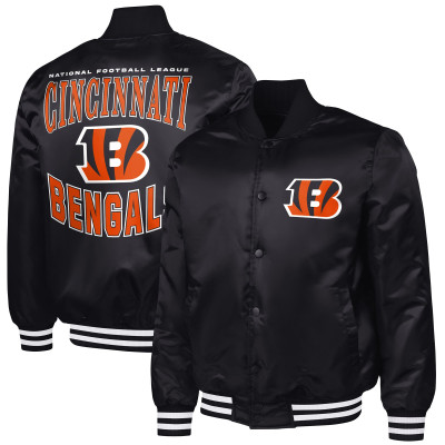 Рубашка Cincinnati Bengals G-III Sports by Carl Banks Black Adaptive Team Graphic Satin Varsity Jacket