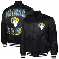 Los Angeles Rams G-III Sports by Carl Banks Adaptive Team Graphic Satin Full-Snap Varsity Jacket - Black