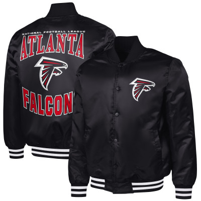 Куртка Atlanta Falcons G-III Sports by Carl Banks Black Adaptive Team Graphic Satin Full-Snap Varsity
