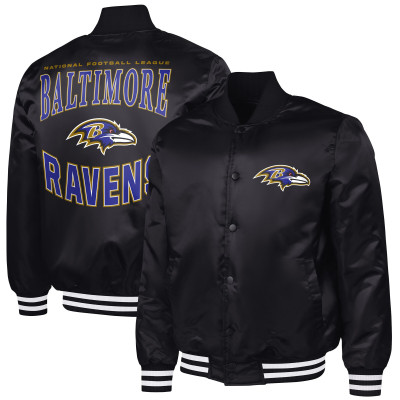 Куртка Baltimore Ravens G-III Sports by Carl Banks Black Adaptive Team Graphic Satin Full-Snap Varsity