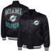 Miami Dolphins G-III Sports by Carl Banks Black Adaptive Team Graphic Satin Full-Snap Varsity Jacket Miami Dolphins G-III Sports by Carl Banks Black Adaptive Team Graphic Satin Full-Snap Varsity Jacket