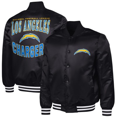 Los Angeles Chargers G-III Sports by Carl Banks Black Adaptive Team Graphic Satin Full-Snap Varsity Jacket
