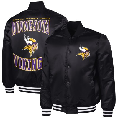 Minnesota Vikings G-III Sports by Carl Banks Black Adaptive Team Graphic Satin Full-Snap Varsity Jacket