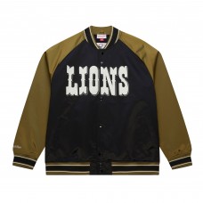 Куртка на кнопках Detroit Lions Mitchell & Ness Olive/Black Vintage Logo Double Clutch Satin Raglan