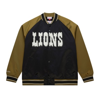 Куртка на кнопках Detroit Lions Mitchell & Ness Olive/Black Vintage Logo Double Clutch Satin Raglan