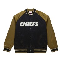 Kansas City Chiefs Mitchell & Ness Olive/Black Vintage Logo Double Clutch Satin Raglan Full-Snap Jacket
