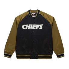 Kansas City Chiefs Mitchell & Ness Olive/Black Vintage Logo Double Clutch Satin Raglan Full-Snap Jacket