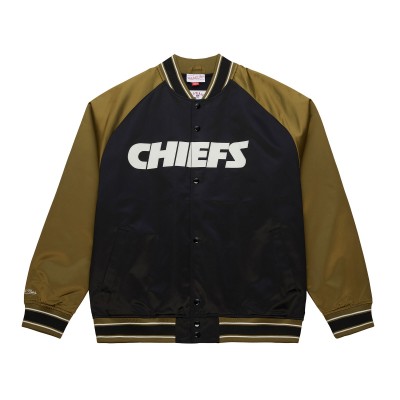 Kansas City Chiefs Mitchell & Ness Olive/Black Vintage Logo Double Clutch Satin Raglan Full-Snap Jacket