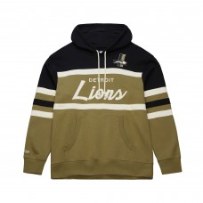 Толстовка Detroit Lions Mitchell & Ness Olive Vintage Logo Head Coach