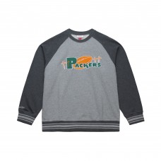 Кофта Green Bay Packers Mitchell & Ness Heather Gray Vintage Logo Legacy Collection Raglan Fleece