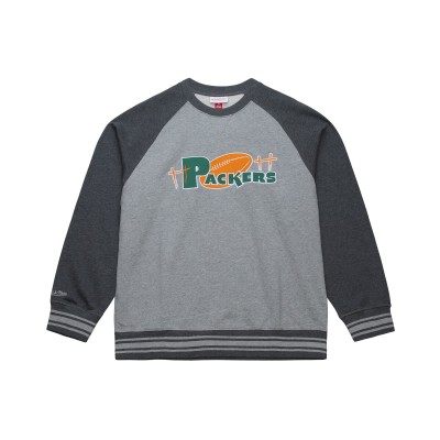 Кофта Green Bay Packers Mitchell & Ness Heather Gray Vintage Logo Legacy Collection Raglan Fleece