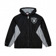 Las Vegas Raiders Mitchell & Ness Black Playmaker Full-Zip Windbreaker Jacket