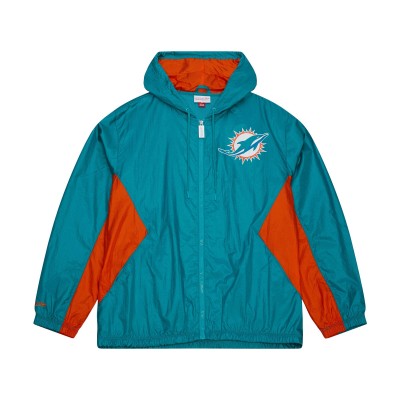 Miami Dolphins Mitchell & Ness Aqua Playmaker Full-Zip Windbreaker Jacket