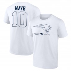 New England Patriots Drake Maye White Outline Player T-Shirt