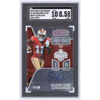 Brandon Aiyuk San Francisco 49ers Autographed 2020 Panini Contenders Gold Draft Class #DC-BAI #18/20 SGC Authenticated 8.5/10 Rookie Card