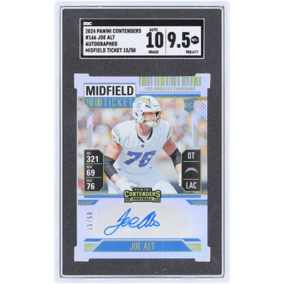 Joe Alt Los Angeles Chargers Autographed 2024 Panini Contenders Midfield Ticket #166 #15/50 SGC Authenticated 9.5/10 Rookie Card