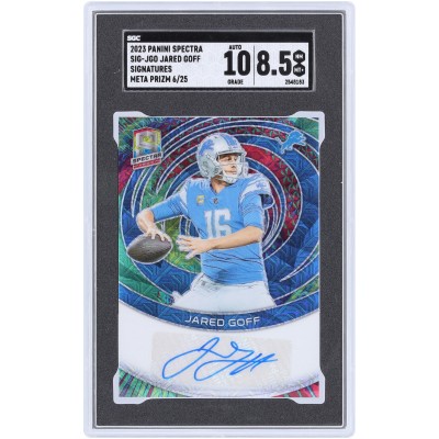 Jared Goff Detroit Lions Autographed 2023 Panini Spectra Meta Prizm Sigs #SIG-JGO #6/25 SGC Authenticated 8.5/10 Card