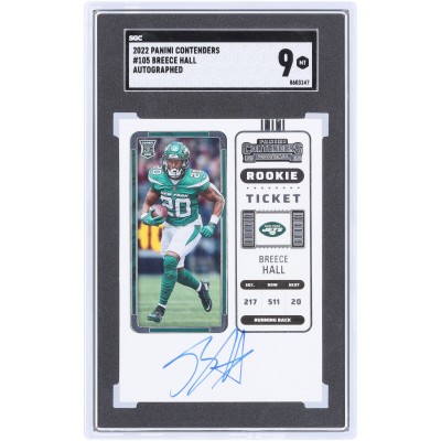 Breece Hall New York Jets Autographed 2022 Panini Contenders #105 SGC Authenticated 9 Rookie Card