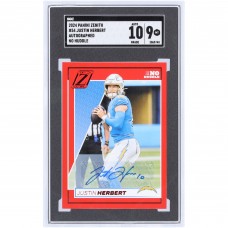 Justin Herbert Los Angeles Chargers Autographed 2024 Panini Zenith No Huddle #54 SGC Authenticated 9/10 Card