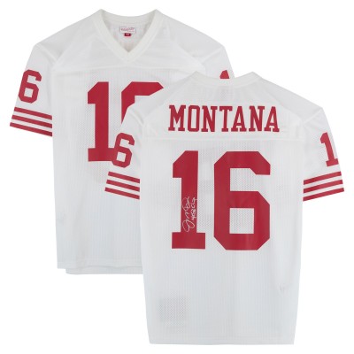 Joe Montana San Francisco 49ers Autographed Fanatics Authentic White Mitchell & Ness Authentic Jersey with 4x SB Champ Inscription