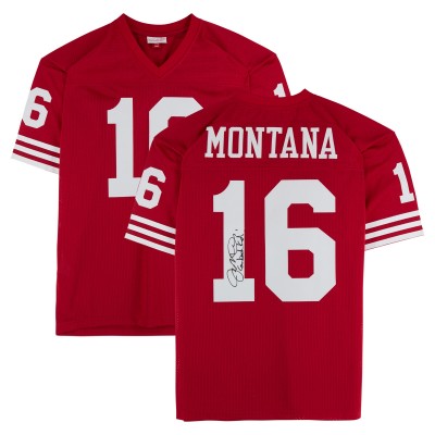 Joe Montana San Francisco 49ers Autographed Fanatics Authentic Scarlet Mitchell & Ness Authentic Jersey with Comeback Kid! Inscription