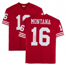 Joe Montana San Francisco 49ers Autographed Fanatics Authentic Scarlet Mitchell & Ness Authentic Jersey with 4x SB Champ Inscription