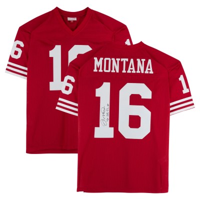 Joe Montana San Francisco 49ers Autographed Fanatics Authentic Scarlet Mitchell & Ness Authentic Jersey with 4x SB Champ Inscription