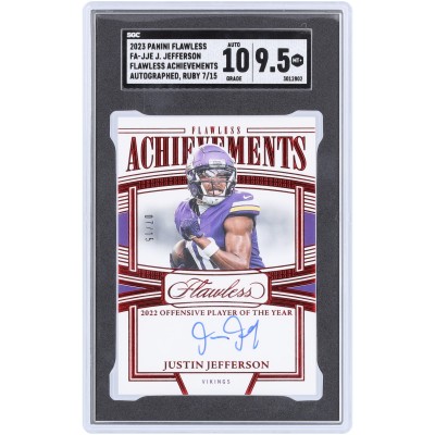 Justin Jefferson Minnesota Vikings Autographed 2023 Panini Flawless Flawless Achievemenets Ruby #FA-JJE #7/15 SGC Authenticated 9.5/10 Card