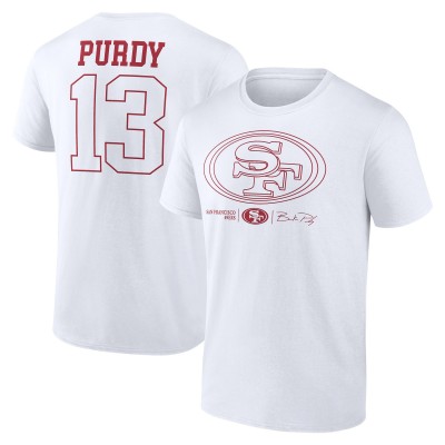 San Francisco 49ers Brock Purdy White Outline Player T-Shirt