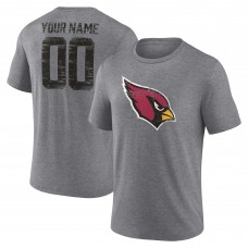 Arizona Cardinals Gray Heritage Custom Name & Number Tri-Blend T-Shirt