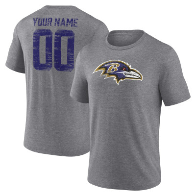 Именная футболка Baltimore Ravens Gray Heritage Name & Number Tri-Blend