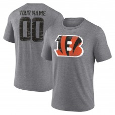 Cincinnati Bengals Gray Heritage Custom Name & Number Tri-Blend T-Shirt