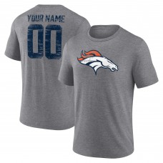 Футболка Denver Broncos Gray Heritage Custom Name & Number Tri-Blend