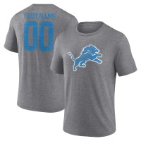 Футболка Detroit Lions Gray Heritage Custom Name & Number Tri-Blend
