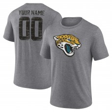 Jacksonville Jaguars Gray Heritage Custom Name & Number Tri-Blend T-Shirt