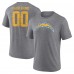 Los Angeles Chargers Gray Heritage Custom Name & Number Tri-Blend T-Shirt