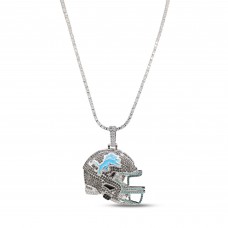 Detroit Lions The GLD Shop 14K White Gold Logo Pendant & 20 Tennis Chain