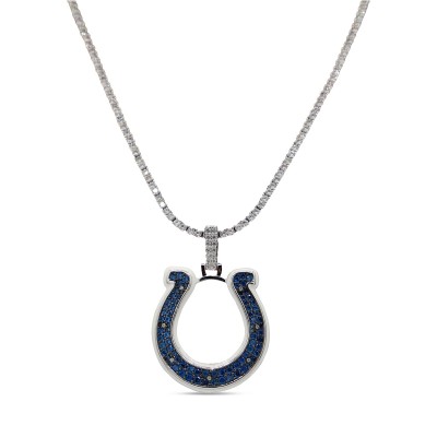Indianapolis Colts GLD 14K White Gold Logo Pendant & 20 Tennis Chain
