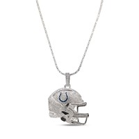 Indianapolis Colts GLD 14K White Gold Logo Pendant & 20 Tennis Chain