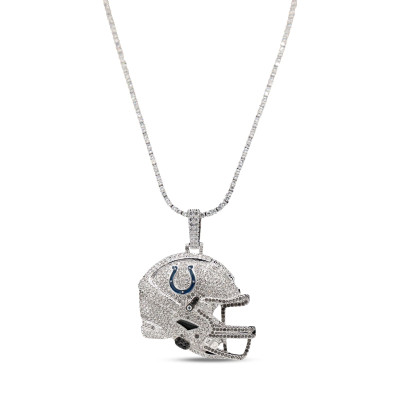 Indianapolis Colts GLD 14K White Gold Logo Pendant & 20 Tennis Chain