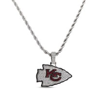 Kansas City Chiefs GLD 14K White Gold Logo Pendant & 20 Tennis Chain