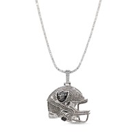 Las Vegas Raiders GLD 14K White Gold Logo Pendant & 20 Tennis Chain