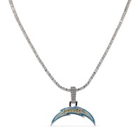 Los Angeles Chargers GLD 14K White Gold Logo Pendant & 20 Tennis Chain