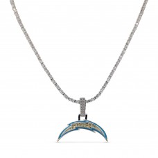 Los Angeles Chargers GLD 14K White Gold Logo Pendant & 20 Tennis Chain