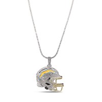 Los Angeles Chargers GLD 14K White Gold Logo Pendant & 20 Tennis Chain