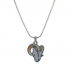 Los Angeles Rams GLD 14K White Gold Logo Pendant & 20 Tennis Chain