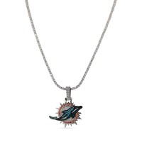 Miami Dolphins GLD 14K White Gold Logo Pendant & 20 Tennis Chain