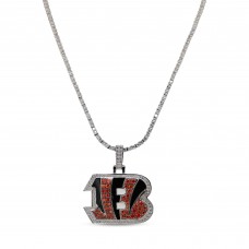 Cincinnati Bengals GLD 14K White Gold Logo Pendant & 20 Tennis Chain